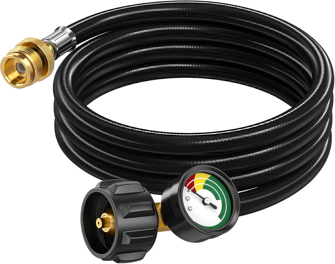 6ft Propane Hose Adapter 1lb to 20lb with Gauge, Propane Tank Adapters 1 lb to 20 lb Converter,5-40lb Propane Tank Hose Adapter for Weber Q Grill/Coleman Stove/Blackstone Griddle/Buddy Heater