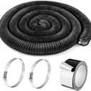 Zonon Dryer Vent Hose 4 Inch X 50 Feet Flexible Aluminum Foil Ducting Non Insulated with Stainless Steel Clamps and Aluminum Tape for Pipe, HVAC Heating Cooling Ventilation and Exhaust (Black)