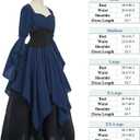 LTAKK Renaissance Dress Medieval Costume Victorian Dresses Women Peasant Gothic Fairy Witch Wedding Dress (Blue, S)