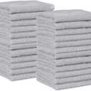 Amazon Basics Highly Absorbent Fast Drying 100% Cotton Washcloths for Bathroom and Face, Machine Washable, 12 x 12 in, Gray, 24-Pack