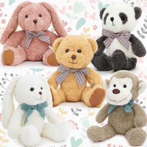 MaoGoLan 13 inch Stuffed Animals Bulk Plush Set Toys Bundle Party Favors for Kids Teens Girls - Soft Teddy Bear, Floppy Bunnies, Monkey, Panda - Baby Shower Decor Christmas Easter Gift, 5Pcs