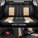 MINGBRON Car Seat Covers Full Set, Brown Car Seat Cover Lumbar Support, Car Seat Protector Waterproof, Nappa Leather Car Seat Cushion, Front Seats and Back Fit for Most Cars Beige