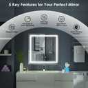 LED Lighted Bathroom Mirror with Anti-Fog, Square Wall Mounted Vanity Mirror with Smart Touch Button, Memory Function, Adjustable Warm White/Natural/Daylight Lights(24x24 inches)