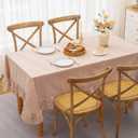 KKJIAF Light Pink Gingham Tablecloth 52 x 70 Inch, Cotton Plaid Tablecloth with Ruffle Edge Design, Linen Feel Classic Farmhouse Checkered Table Cover for Kitchen Parties Living Room Decoration