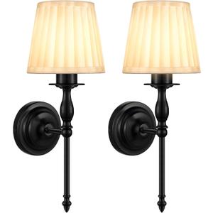 10000mAh Battery Operated Wall Sconce Set of 2,Rechargeable Wall Sconces set of Two,Vintage Black Sconces Wall Decor,Wireless Wall Lamp,Cordless Wall Lights Living Room Bedroom (Not Peel and Stick on) (16.75in)