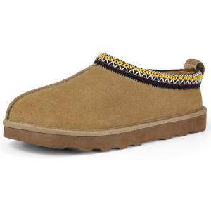 ATHMILE Mens Slippers Tasman House Slippers for Men Short Ankle Mini Suede Boots for Outdoor Indoor Non Slip Thin Sole Warm Fur Lined Chestnut Size11