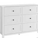Garvee White Dresser for Bedroom, 6 Chest of Drawer Dresser for 48 inch TV, Modern Wood Organizer TV Stand for Living Room, Closet Storage, Entryway, Kids Bedroom