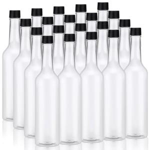 Tioncy 20 Pcs 15 oz Plastic Long Neck Coquito Bottle Empty Clear Liquor Wine Bottles with Screw on Caps Homemade Wine Coquito Limoncello Containers for Drinks DIY Christmas Craft Decoration