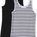 Amazon Essentials Womens Slim-Fit Tank Top (XX-Large, Black/White Stripe)