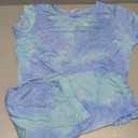 Joyaria Cooling Pajamas for Women Bamboo Viscose Pjs Capri Pants Short Sleeve Sleepwear with Ruffle Trim (Medium, Tie Dye)