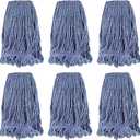 Commercial Heavy Duty Mop Heads Replacement: 6 Packs Industrial Wet Mop Head for Floor Cleaning - Commercial Products Looped End String Head Refills