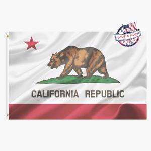 California Republic Flag Double Sided 5x8 Outdoor- Heavy Duty 3ply Cali Flag Super Durable 4 Rows Stitched Edge Canvas Header with 2 Brass Grommets