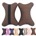 yuhuru Car Neck Pillows Both Side Pu Leather 2pieces Pack Headrest Fit for Most Cars Filled Fiber Universal Car Pillow (Coffee)