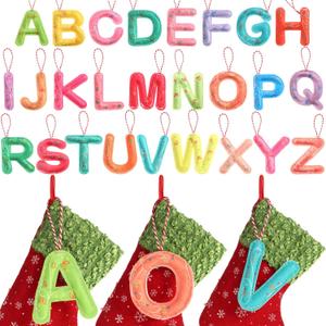 WovWeave 26 Pcs Christmas Stocking Tags Letter Hanging Ornaments Xmas Stocking Felt Tags Xmas Tree Decor Letter a to Z Cutout Tag Letters Name Tag Christmas Decor for Holiday Party Favors(26)