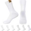MUQU Mens White Crew Socks - Sports Thin Athletic Breathable Running Long Socks 6 Pairs, XL
