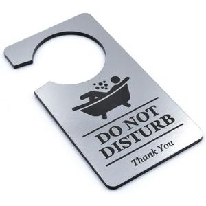 Silver 'In Bath' - Bathroom in use - Do Not Disturb, Door Sign, Door Hanger Sign. Perfect for use at home to stop intruders whilst bathing.