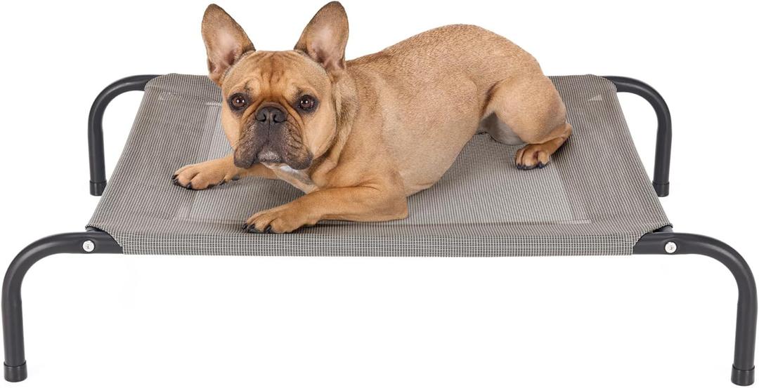 FurHaven Elevated Pet Cots - Cooling & Breathable Nylon Mesh Hammock for Small Dogs & Cats/Easy-to-Assemble / / Durable and Reinforced/Perfect for Rest & Relaxation Outdoors - Graphite Gray, Small (36" x 25.5" x 8")