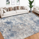 Area Rug Living Room Rugs: 4x6 Indoor Soft Fluffy Rug Abstract Carpet for Bedroom Kitchen Dining Room Floor Washable Plush Throw Large Accent Rug Home Office Nursery Decor - Gray/Blue