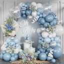 Dusty Blue Balloon Arch Kit, Dusty Blue and White Balloon Arch Garland Kit Light Blue Macaron Blue White Pearl Balloons for Boys Wedding Birthday Baby Shower Gender Reveal Decorations