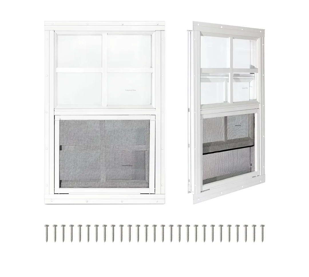 COLORPAPA 2 Pack Shed Windows,12" x 18" Small Sliding Windows,Flush Mount Windows with Tempered Glass and Fiberglass Screen for Shed, Chicken Coop, Playhouse, Household, Garage, Barns, White, 30cmx40cm, 3ps Art Canvas Poster 