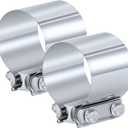 Kshineni 2.5 Inch Exhaust Clamps, Lap Joint Band Clamp 2.5" Stainless Steel Coupler Exhaust Muffler Band Clamp (2 Pcs)