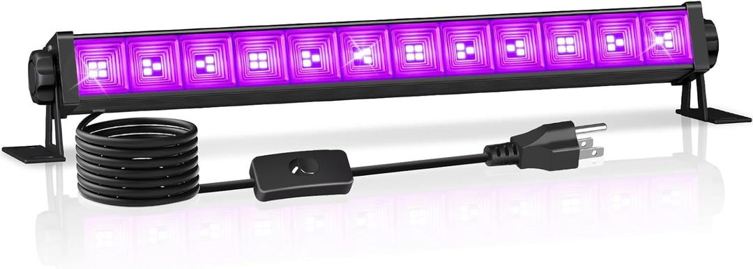 40W Black Light Bar, LED Blacklight with 6FT Cord & Switch, Black Lights for Glow Party, Halloween, Birthday, Body Paint, Bedroom, Classroom, Each Light Up 22x22ft, 1 Pack