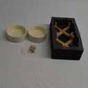 SPUNKYJUNKY 15 Slanted Ceramic Dog and Cat Bowl with Wooden Stand, Tilted Bulldog Food and Water Bowl No Slip Non-Spill for Cats Medium Dogs Big Face Pets 13.5 OZ (1.7 Cups, Beige  2)