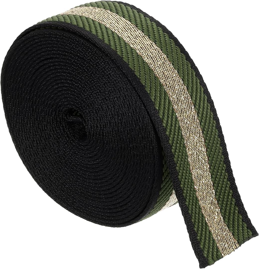 Uxcell 5 Yards Nylon Webbing Strap, 1 3/8-inch(38mm) Striped Webbing Straps Nylon Heavy Duty Webbing Strap Nylon Strap Belt for Backpack Crafts, Dark Green