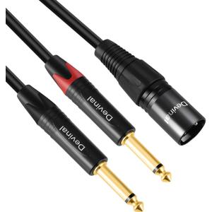 Devinal Dual 1/4 to XLR Y Splitter Cable, Double 6.35mm TS Male to XLR 3pin Male Stereo Cord, Dual Quarter inch Mono to XLR Male Plug Microphone Audio Converter Adapter 10 Feet 3m