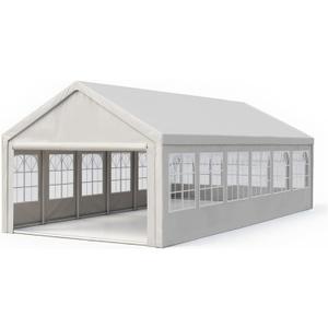 YOPTO 20x40 FT Party Tent,Outdoor Tents for Parties,Carport Car Canopy with 4 Storage Bags & Removable Sidewalls,Gazebo w/ 4 Ground Tubes,Commercial Tents for Wedding BBQ,White