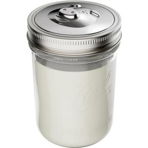 Jarware Stainless Steel Kitchen and Bacon Grease Strainer Lid For Wide Mouth Mason Jars, 3.38" x 1" Grease Keeper Lid