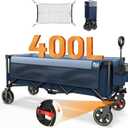 TIMBER RIDGE 51.2'' Extended Collapsible Wagon Cart with Brakes and Cargo Net, 350LBS Heavy Duty Foldable Utility Wagon with Adjustable Handle, 400L Capacity Portable Cart for Camping Sports Shopping