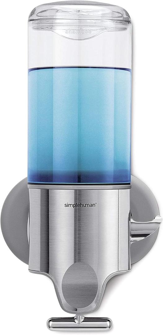simplehuman Wall Mount Pumps, Single 15 fl. oz. Shampoo & Soap Dispenser, Stainless Steel