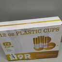 N9R 72PCS Gold Plastic Cups, 12OZ Clear Plastic Cups with Gold Rim, Disposable Cups Perfect for Parties, Wedding and Birthday