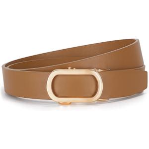 JASGOOD Women Leather Ratchet Belt for Jeans Pants Dresses Adjustable Belt with Automatic Sliding Buckle, Width 1.2"