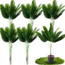 Giegxin 6 Pcs Artificial Plant 32 Faux Banana Tree Leaves with Stem Tropical Monstera Leaf Fake Turtle Palm Leave Tropical Plant for Wedding Floral Hawaiian Beach Party Indoor Outdoor Garden Decor