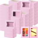 TaoBary 100 Pcs 8 Inch Bakery Boxes 8 x 6 x 2.5 Inch Cookie Pastry Boxes with 2 Style Window for Cookie Treat Chocolate Strawberries Cupcakes Candy Muffins(Pink)