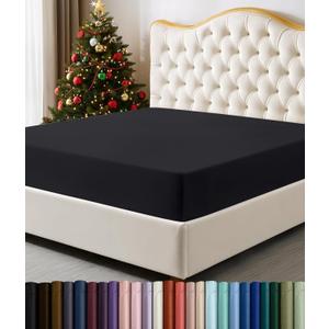 Utopia Bedding Queen Fitted Sheet - Bottom Sheet - Deep Pocket - Soft Microfiber - Shrinkage and Fade Resistant - Easy Care -1 Fitted Sheet Only (Black)