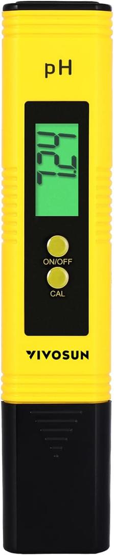 VIVOSUN Digital pH Meter, 0.01pH High Accuracy Pen Type pH Tester for Hydroponics, Household Drinking, Pool and Aquarium, Yellow, UL Certified
