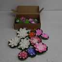 Happy Trees 24 Pcs Artificial Floating Foam Lotus Flower with Water Lily Pad, Lifelike Ornanment Home Garden Pond Decor Indian Decorations Return Gifts