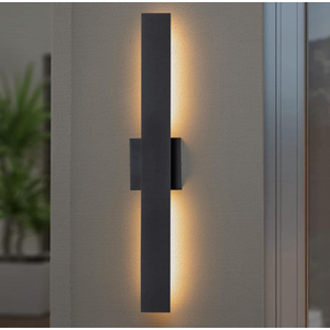 32 in. H 2-Light Matte Black Aluminum Hardwired LED Outdoor Wall Lantern Sconce (1-Pack)