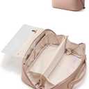 EACHY Travel Makeup Bag, 2.0 Cosmetic Bag for Women, Waterproof PU Leather,Flat Open Portable Toiletry Bag for Skincare, Brushes & Travel Essentials