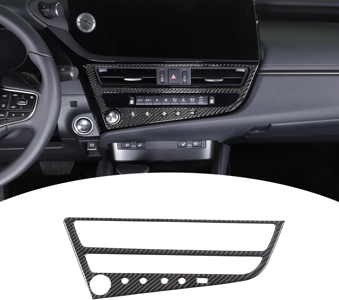 Car Center Console Air Vent Trim Frame Sticker,Fit for Lexus ES 2021 2022 2023 Model Real Soft Carbon Fiber Automotive Decoration Accessories (Not for 2018-2020) (Black Carbon Fiber)