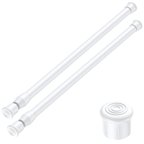 AIZESI 2PCS White Tension Rod 17 to 28 Inch, Adjustable Spring Curtain Rod No Drilling, Spring Tension Rods for Window DIY Projects Cupboard Wardrobe Small Curtain Rods Short Tension Rod