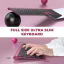 Rechargeable Wireless Keyboard and Mouse Combo, Vssoplor 2.4GHz Ultra Quiet & Slim Full Size Keyboard with 3-Level DPI Mouse for Windows PC Laptop, Black and Wine Red
