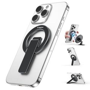 Magtame Double-Sided Magnetic Phone Stand Grip, Strong Magnetic Kickstand Desk Holder for Mag&Safe and Smartphone, Foldable Adjustable Design, Black