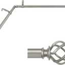 KAMANINA 1 Inch Corner Curtain Rod 36 to 72 Inches (3-6 Feet), Antique Silver Curtain Rods for Corner Windows 24 to 68 Inches, Twisted Cage Ends