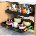 2 Pack Pull Out Cabinet Organizer,21" Deep Slide Out Drawer Organizers, No Drill Pull Out Drawers Adhesive with Nano Compatible Framed Cabinets Shelves for Kitchen Pantry Adjustable Width