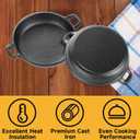 2 Pack Small Cast Iron Skillet, 7 x 7 x 1.7 Inch Small Cast Iron Frying Pan with Handle, Pre-Seasoned Cast Iron Skillet Set, Black Casserole Dish for Kitchen, Indoor, Outdoor, Picnic