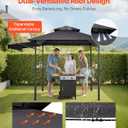 VEVOR Grill Gazebo, 11x5 ft BBQ Gazebo with Extra Awning, Double-Tiered Outdoor Grill Shelter, Thickened Support Legs, Powder-Coated Steel Grilling Canopy with Side Shelves, Bottle Opener & Hooks